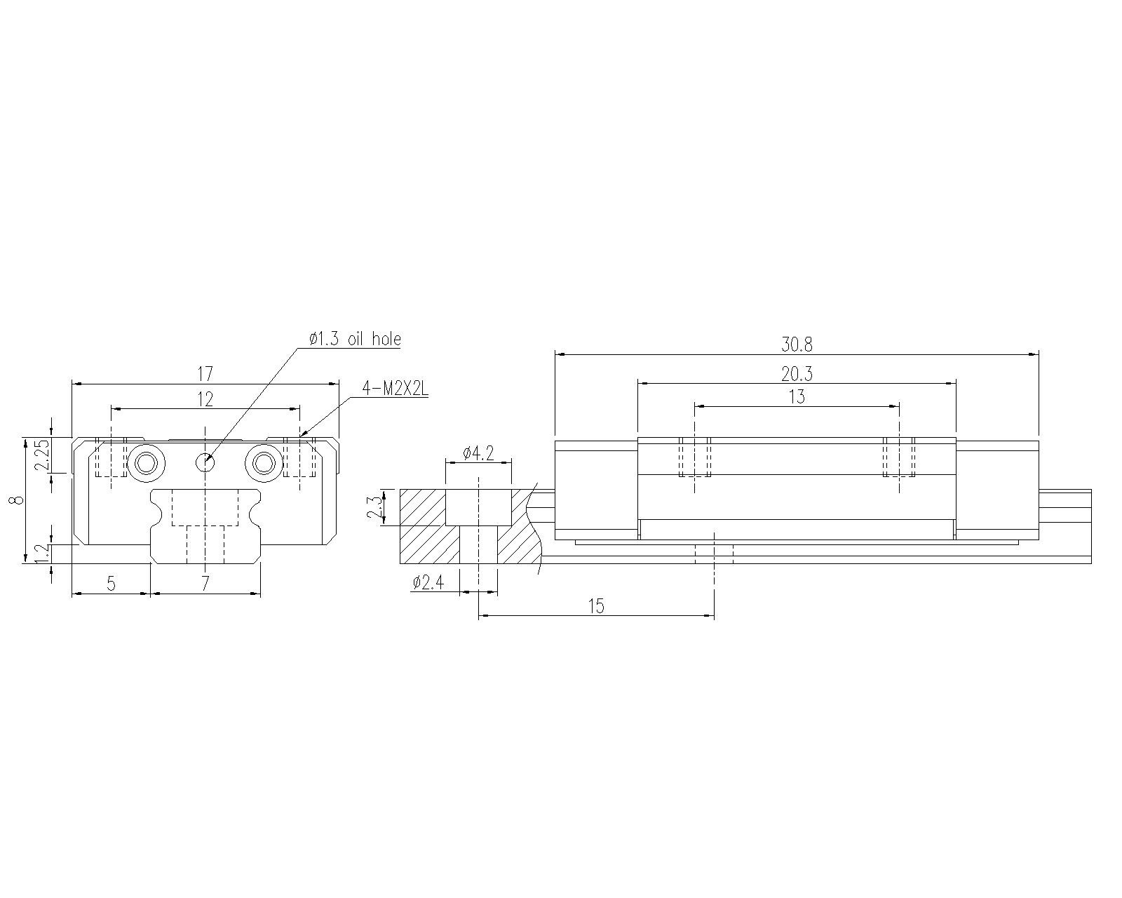 TBI 7mm Linear Guide TM07NL Bearing TM07NLS-N-Z0 