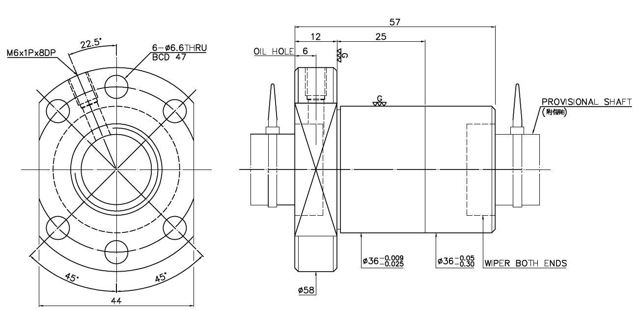 Shaft Diameter 20 Lead 20 HIWIN 2020 Linear Motion Precision Ball Screw 4R20-20K2-FSC