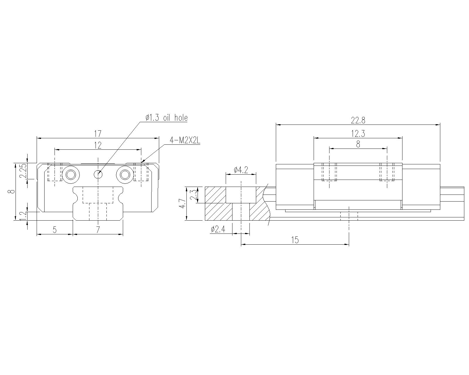 TBI 7mm Linear Guide Block TM07NN TM07NNS-N-Z0 